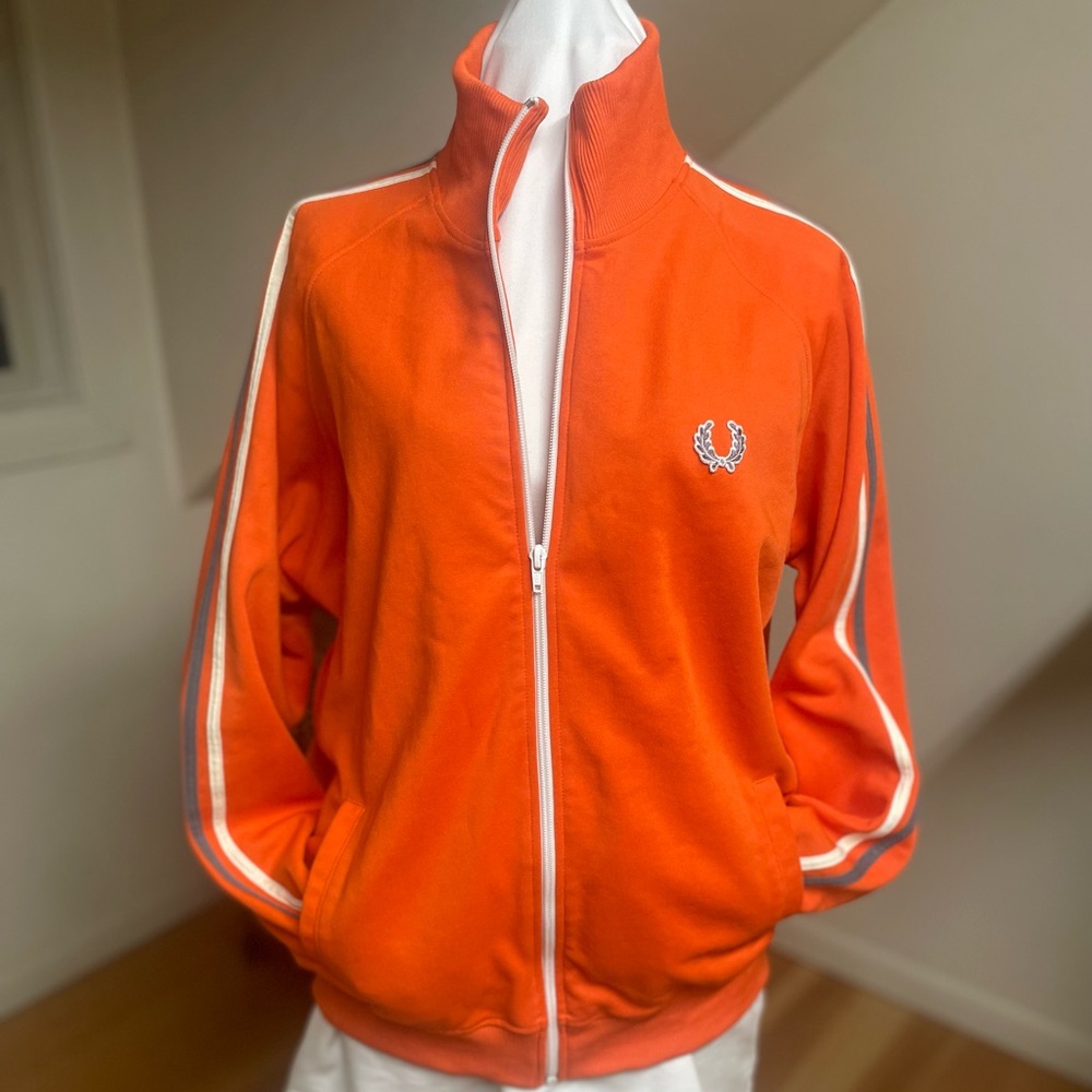Unique Fred Perry track jacket with two-tone striping on arms